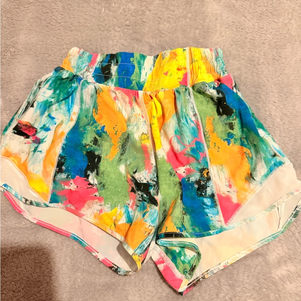 Lululemon Hottie Hot Multicolor Athletic Shorts - Vibrant Paint-Print